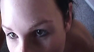 Brunette MILF Gives Sloppy Wet Blowjob with Dripping Saliva