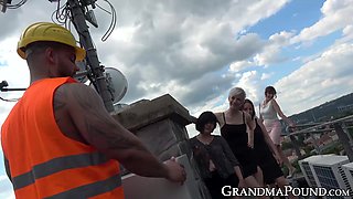 Kinky grandmas reverse cowgirl raw fucked in heated orgy