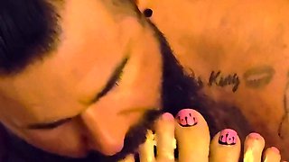 Foot feeding with creamy fuck