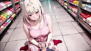 Supermarket Sex with Stunning Blonde Anime Beauty – Multiple Intense Positions