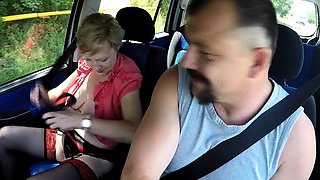 Mirek Takes Mature Busty Whore on Public