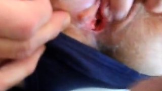 Hairy pussy girl gets fucked and filled with cum