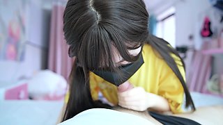 Chinese delivery girl gets pussy licked and fucked