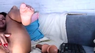 Kinky moist taco brunette anal toy play during masturbating