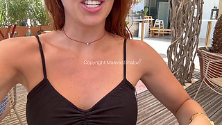 She gets fucked in the public toilletes of a beach.