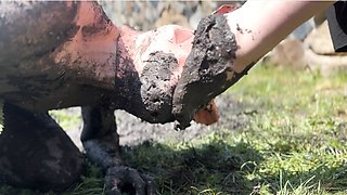 Lick all the sludge and dirt from Our feet