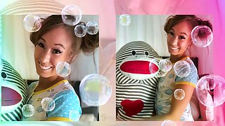 Japanese teen An Himeno in black lingerie sucking dick