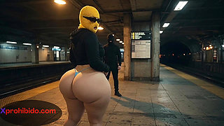 Big Ass Girl Twerking on the Subway Train