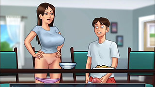 Sex with stepsister at dianing table stepmom caught summer time saga game