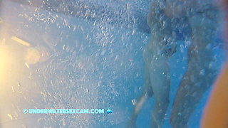 This Teen 18+ couple is so horny they MUST fuck underwater in the pool and your are watching