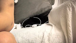 Cute amateur asian web cam girl playing with her toy