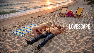 Blonde Sucks Cock On The Beach (AI)