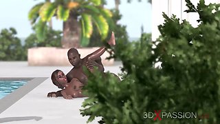 Two girls have really hard rough sex with black men at the villa - Interracial