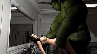 Sexy MILF Nailed by a Green Monster Cock and Creampied