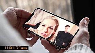 Busty Blonde MILF Threesome with Kristof Cale and Tommy Cabrio - Victoria Nova in Lingerie and Stockings