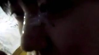 Asian College Girl Sucks and Facializes White Cock