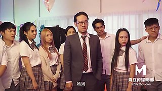 Lin Yan In Trailer-schoolgirl And Mother’s Wild Tag Team In Classroom-li Yan Xi Mdhs-0003-high Quality Chinese Film