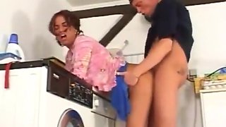 Floppy tits laundry rroom fuck