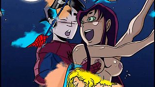 Spiderman and Spidergirl hentai orgy