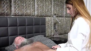 Doggystyle bang for an old creep who gets her all gaped