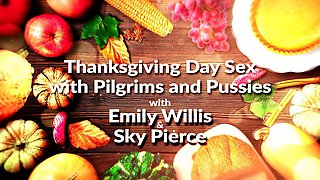 Emily Willis & Sky Pierce share Thanksgiving threesome with stepbro's big dick