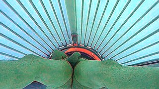 Masturbating in public tanning bed