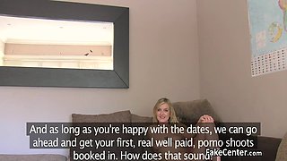 Natural busty blonde anal fucked on casting