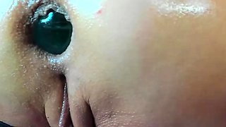 Pink pussy and ass kinky solo toy fun