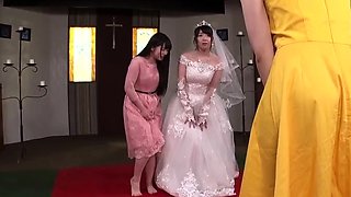 Christian Japanese wedding with the busty bride and the