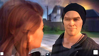 The Stepmother Is Holding a Handsome Neighbor Close and Kissing Him Deeply