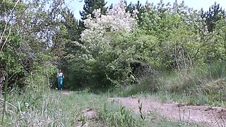 Old Man Fucks a Naughty Teen Outside In a Public Park