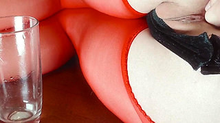 Anal Fisting in Red Pantyhose