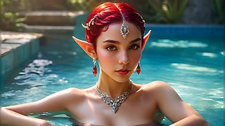 22 Nude Images of Most Beautiful Elf Girls Wearing Red Diamond Neckless -1