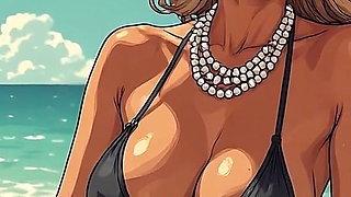 Gorgeous Women at the Beach Bikini Art