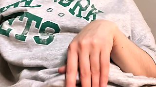 Amateur young teen solo masturbation on her livingroom