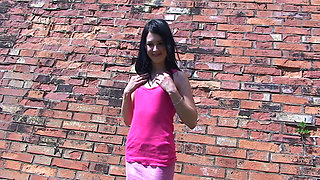 Cute Teen Lolly Flashing Her Small Tits and Pussy Outdoors