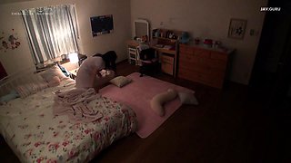 Pigtailed schoolgirl fucked by her furry friend on her bed