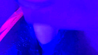 Ebony Goddess Leaking: Neon Thong & Dildo Squirt