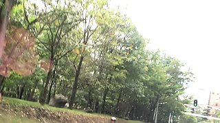 Blonde is flashing her big boobs in the outdoors