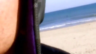 Brunette teen gives blowjob outdoors