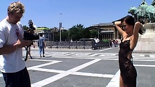 Brunette Amateur Nailed Outdoors In Public