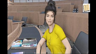 3D beach scene with a teen lifeguard experiencing a vaginal orgasm