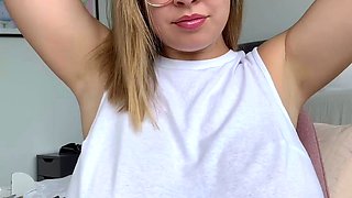 MILF blonde live toys webcam show in shower