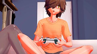 Hot teenage girl, huge cumshot, cute femboy