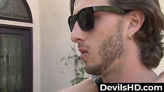 Hot blonde MILF Raquel Sultra rides her stepson's dick with passion