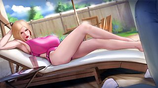 Curious dressed milf neighbor in steamy 3D animation