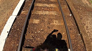 Perfectly stacked brunette plays with herself and services cock in the open