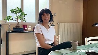 Hot French Amateur Sasha M Fingering Her Hairy Pussy With Vibrator - Solo Masturbation HD