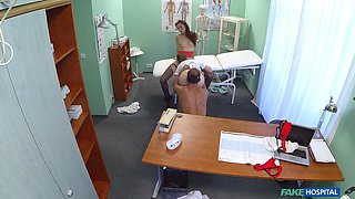 Faux polyclinic - hot nurse joins doctor in a threeway with a patient