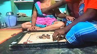 Village Bigg boobs aunty Bigg boobs aunty Carrom board is playing with man